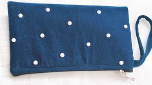 Elegant Velvet Clutch with Pearl Embellishments
