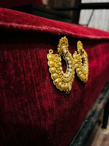 Gold-tone Pearl &amp; Crystal Earrings