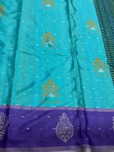 Turquoise Blue And Purple Joint Saree For Grabs