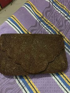 Party Wear Brown Bag With  Beautiful Embroidery