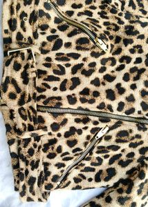 brand new (zara)leopard print biker jacket
