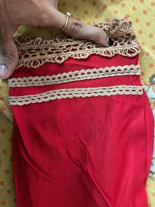 Red Embroidered Ethnic Kurta