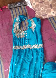Teal Embroidered Salwar Suit