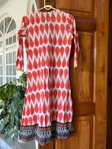 Orange &amp; White Print Dress
