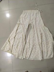 Tiered White Cotton Sharara