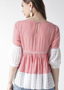 Red And white Striped Top For Women
