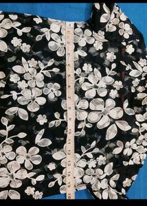 Floral black and white top