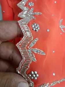 Orange Embellished Saree