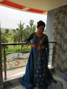 Blue Anarkali gown,,, wore for twice,, but right now I have other collections , so wanna give up this one