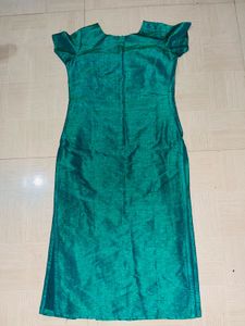 Teal &amp; Gold Embroidered Kurta Set