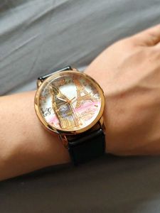 Black Strap  Watch With Oversize  Dial