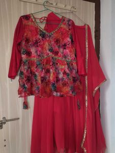 Floral Peplum Kurta Set with Plazzo
