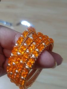 Orange Stone Bangle Set