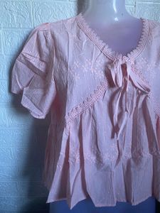 Chic Pink Floral Embroidered Lace Top