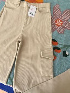 H&amp;M Beige Corduroy Cargo Pants
