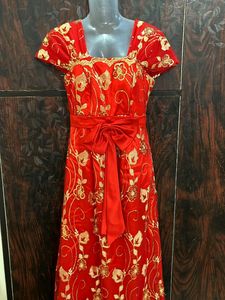 Retro Red Partywear Embellished Dress❣️
