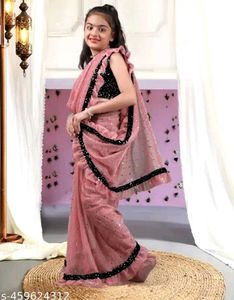 Silk Ready   To Wear Saree With Unstitched Blouse