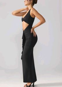 Ruffled Front Racerback Slit Dress