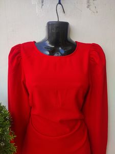 H&amp;M Beautiful Puff Sleeve Red Dress (NEW WITHOUT T