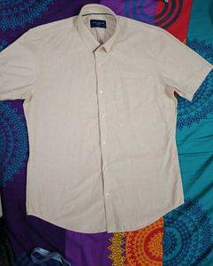 Peter England Beige Short Sleeve Shirt