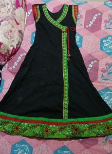 Embroidered Black Angrakha Kurti
