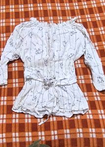 Stylish White Printed Top