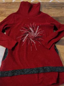 Red maroonish Tunic Top with Embellishments