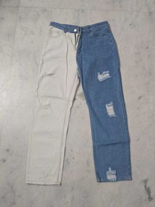 Two-Tone Ripped Jeans