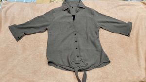 Tie-Front Button-Down Shirt