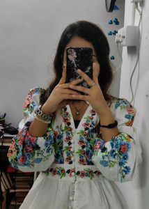 Floral Embroidered Mini Dress