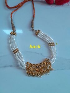 White Pearl Neckpiece,  Earrings And Bangle Set.