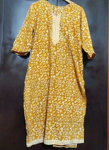 Musturd Printed Kurti For Girl Or Women 42 Bust