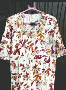 Kurta Handwork Of Kardana Neck &amp; Floral Design