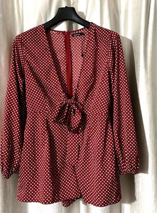 Polka Dot Tie-Front Romper