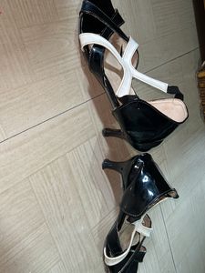 Black And White Cris Cross  Pencil Heels