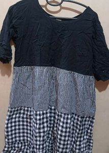 Black And White Cotton Short Dress