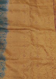 Elegant Teal &amp; Gold Floral Saree