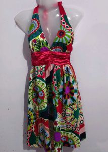 Colorful Halter Dress