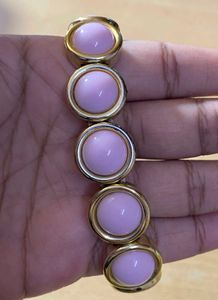 Chunky Gold &amp; Pink Beaded Bracelet