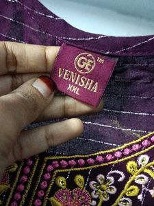 Elegant Purple Striped Kurta