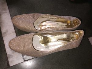 Used Sparkly Gold Ballerinas With Heels