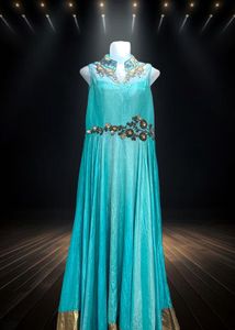 Embroidered Aqua Gown