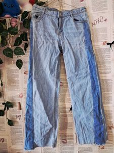 Two-Tone Wide Leg Jeans