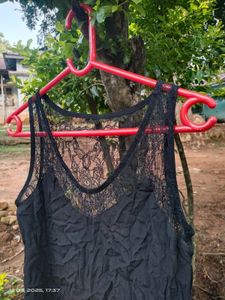 Black Lace Trim Tank Top