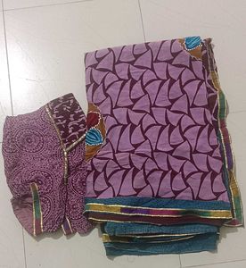 Ethnic Purple Saree & Blouse Set