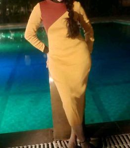 Winter Brown &amp; Mustard Dress