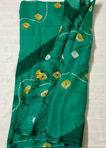 Green Bandhani Saree with Blouse