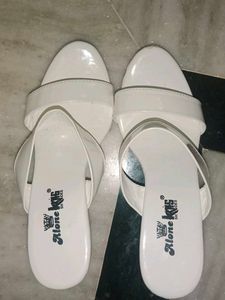 White Kitten Heel Slides
