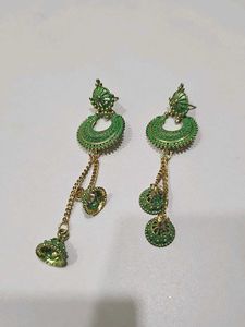 Green Jhumka Earrings