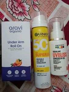 Face Moisturizer, Sunscreen &amp; Underarm Roll On